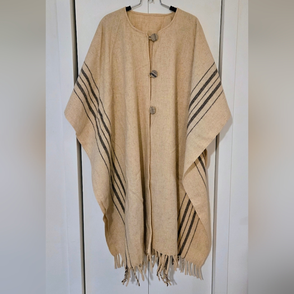 Vintage 60s 70s Wool Blanket Ponch Onesize